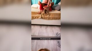 Cheating Girlfriend Sends Snapchat to her Boyfriend while she Gets Fucked