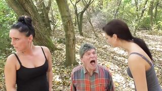 outdoor spitting and ashtray humiliation for old german slave