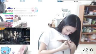 Twitch streamer japanese flashing perfect shape boobs in an exciting way