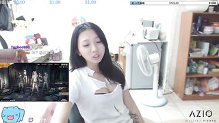 Twitch streamer japanese flashing perfect shape boobs in an exciting way