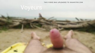 My big cock on the beach, voyeurs and milf