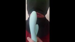 Masked Latina Sloppy Deep Throating a Dildo