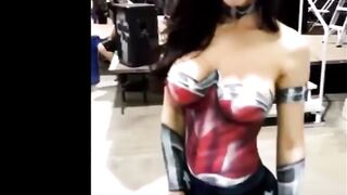 Naked Wonder Woman body painting,amateur teen