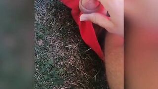 Exhibitionist in the park with a good big cock