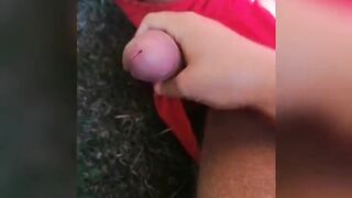 Exhibitionist in the park with a good big cock