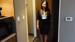 Horny Hotel Receptionist Lets Guest Use Her Holes