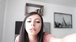 Naughty Latina clamps her little tits for you on webcam