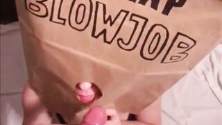 Anonymous Prostitute Cheap Blowjob Wearing a Paper Bag