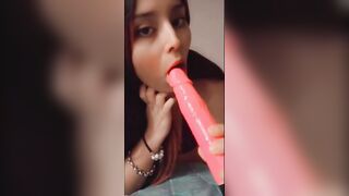 Busty Latina Plays with a Dildo (Snapchat for more Content)