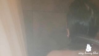 Milf masturbates in the shower