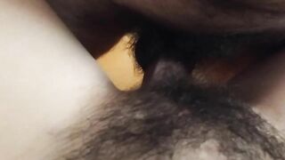 fucked and cummed on a hairy pussy