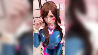 Girl Cosplay D.Va from Overwatch and Sucks Dick till Facial