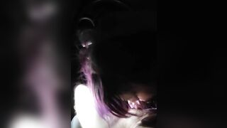 Cute teen gives sloppy deepthroat in the car with a facial