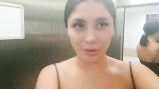 Cute women caught squirting at the hotel's elevator