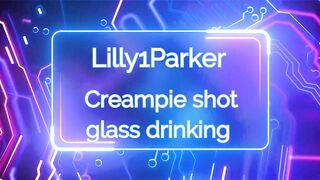 creampie shot glass drinking