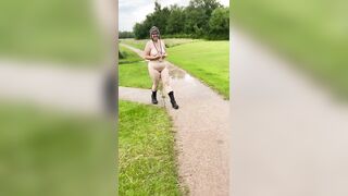 Rebecca Curves walking naked in the park