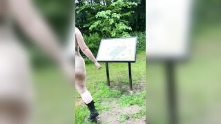 Rebecca Curves walking naked in the park