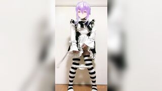 【個人撮影】素人男の娘メイドがパンツを下ろしてペニクリにローター装着して手放しで射精しちゃうエロ動画【女装コスプレレイヤー】