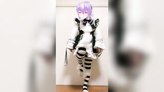 【個人撮影】素人男の娘メイドがパンツを下ろしてペニクリにローター装着して手放しで射精しちゃうエロ動画【女装コスプレレイヤー】