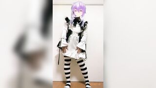 【個人撮影】素人男の娘メイドがパンツを下ろしてペニクリにローター装着して手放しで射精しちゃうエロ動画【女装コスプレレイヤー】