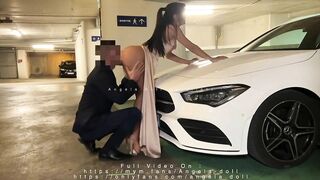 Angela Doll - Too horny guy cums in my pussy while he fucks me in underground parking lot