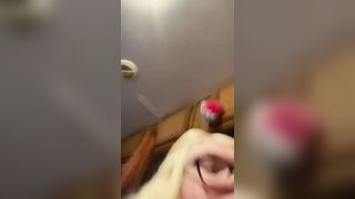 Bbw sucks dildo like crazy