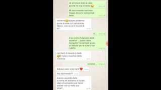 Cuckold scopre tradimento Moglie milf zoccola su whatsapp mentre lei è al club dialogo italiano