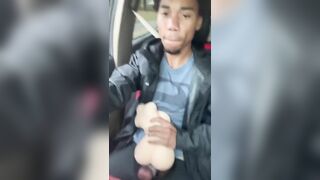 Fucking sex toy while driving