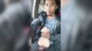 Fucking sex toy while driving