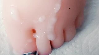 BBC DROPS MASSIVE LOAD ON SEX DOLL TOES