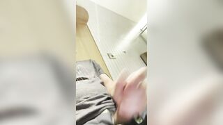 boy shoots his load in airport shower