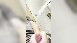 boy shoots his load in airport shower