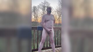 Masturbating on the deck while enjoying nature and the sunrise