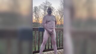 Masturbating on the deck while enjoying nature and the sunrise