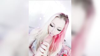 Petite Lil Blonde Polish Girl Eye Contact Blowjob with Toy