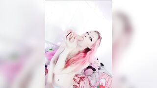 Petite Lil Blonde Polish Girl Eye Contact Blowjob with Toy