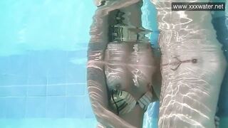 Face fucking and handjobs underwater in the pool by Minnie Manga