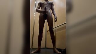 Guy with BBC strips naked in elevator and cums. OF- joshhAnthony