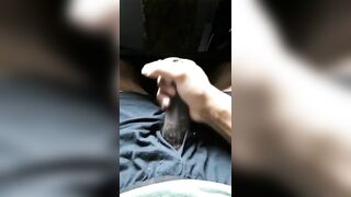 Male solo Stroking my big black cock