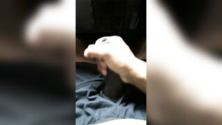 Male solo Stroking my big black cock
