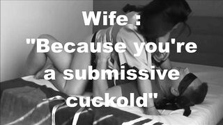 Cruel fuck on submissive cuckold