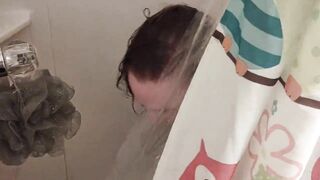 Catching the wife fucking a dildo in the shower