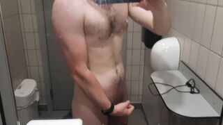 I get naked in public / Wanking my uncut dick / Leaking Cum