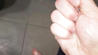 I get naked in public / Wanking my uncut dick / Leaking Cum