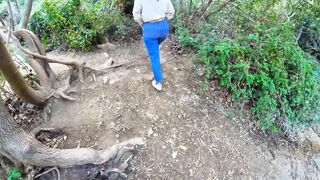 Amateur outdoor teen piss - She pisses in the nature, wearing fishnet stockings and no panties - Public fetish couple