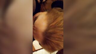 Redhead deep throats me while her BF is in other room