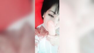 Hard suck with  dildo,  pretty face asian, chillax