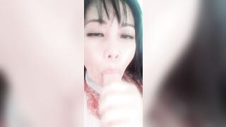 Hard suck with  dildo,  pretty face asian, chillax