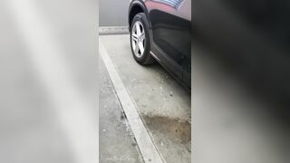 URGENT PISSING in PARKING LOT