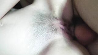 Fucked a wet pussy of a girlfriend close-up. Passionate sex and moans